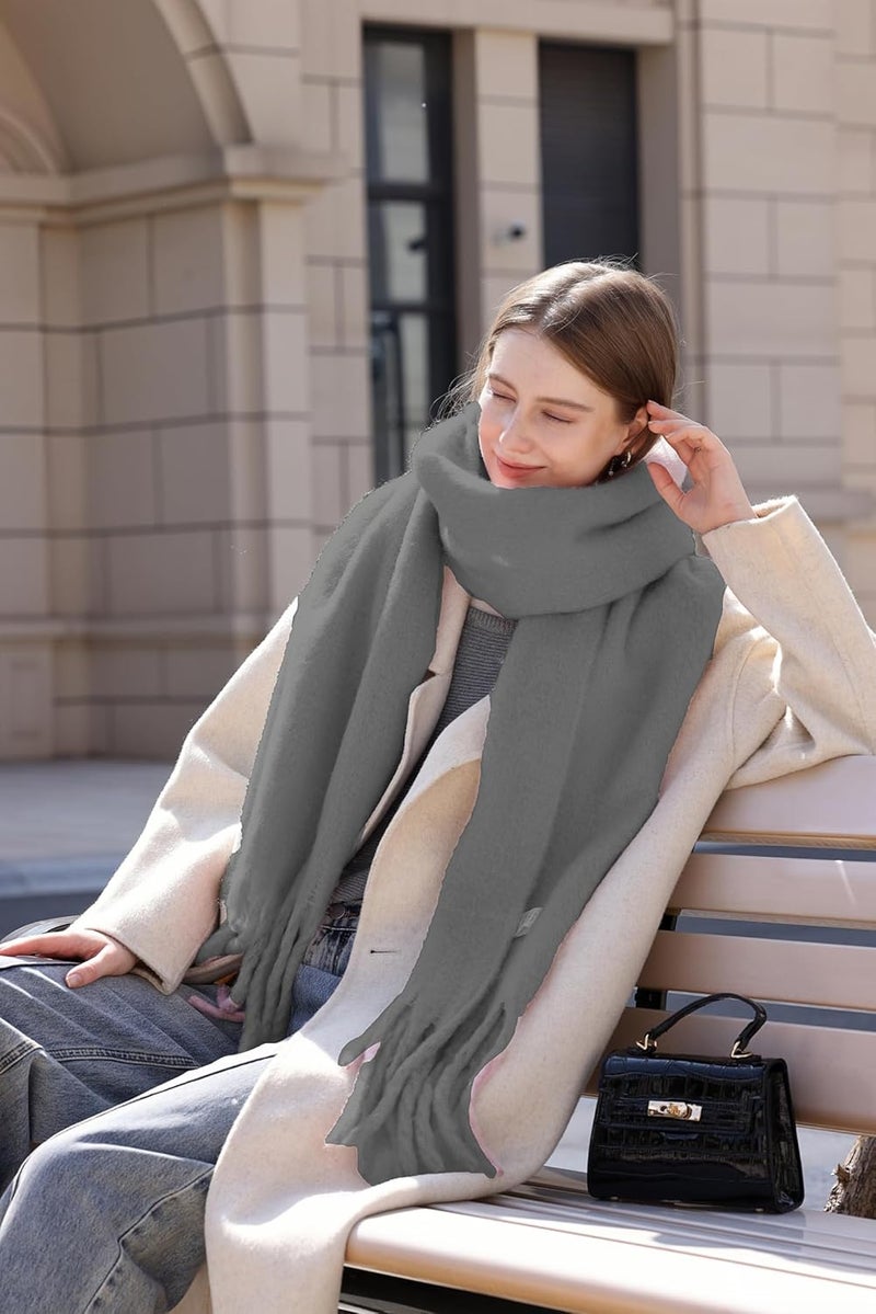 Wander Agio Winter Warm Scarf Long Pashmina Extra Large Shawls and Wraps for Women Large Blanket Scarves Solid - Image 2